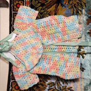 Handmade Colorful Baby Sweater & Hat